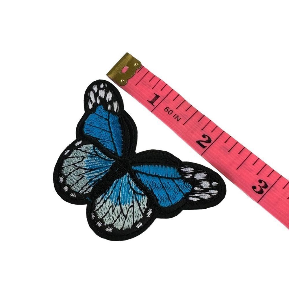 Turquoise Butterfly Embroidered Patch - Picture 3 of 4